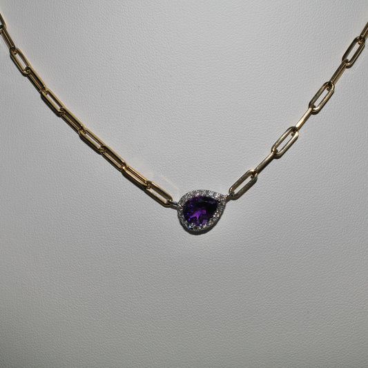 Amethyst Paperclip Necklace